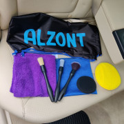 Премиальный набор аксессуаров для ухода за салоном авто Alzont Detailing Interior Kit Premium KIP101 (T401-T101-A104-P101-P102-A102-P103) + рюкзак