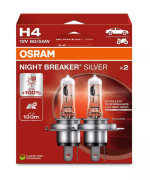 Комплект галогенних ламп Osram Night Breaker Silver 64193 NBS 2HB +100% (H4)