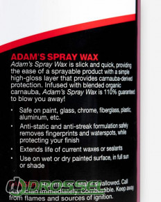 Adam's Polishes Spray Wax 6