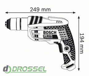 Размеры дрели Bosch GBM 10 RE Professional (0601473600)