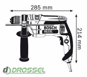 Размеры дрели Bosch GSB 16 RE БЗП Professional (060114E500)