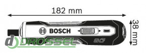 Размеры отвертки Bosch GO (06019H2020)