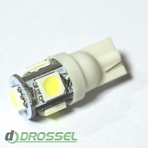   LED T10 (W5W) 5050 5SMD White ()_2